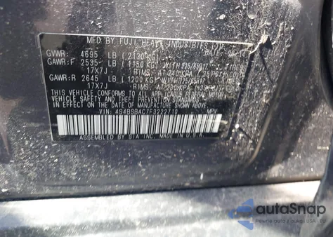 2015 Subaru Outback 2.5I from USA, damaged, VIN 4S4BSBAC7F3222710
